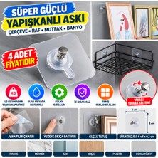 NW NessiWorld Süper Güçlü Çerçeve Askısı Pin Delgisiz Vidalı Tırnak Kanca Yapışkanlı Raf Tutucu Askı 4 Adet