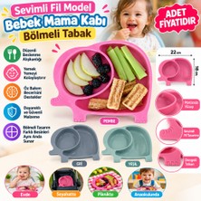 NW NessiWorld Bebek ve Çocuk Için Sevimli Fil Model Desenli Yemek Bebek Mama Kabı Bölmeli Tabak -(Adet Fiyatıdır) Stokta Olan Renk Gönderilir