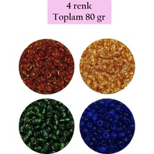 Milas Toptan 10 Dökme Cam Kum Boncuk (8/0) 3 mm - 4 Renk - Toplam 80 Gram - BNC424