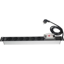 Racksis 6 Schuko Soketli 1U-19&APOS;&APOS;16A Sigortalı, Plastik Montaj Kulaklı Pdu