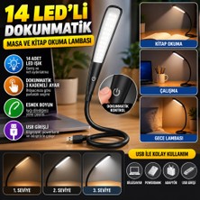 NW NessiWorld USB Girişli 14 Ledli 3 Kademeli Dokunmatik Masa/kitap Okuma Lambası Ledi Siyah