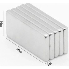 Hace Bazaar 20×10×2 mm N35 Neodyum Mıknatıs – Köşeli, Nikel Kaplama (50’li Set)