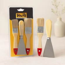 Milas Toptan 10 Boyacı Seti 3 Parça (50 mm Spatula + 2 Kestirme Fırça)