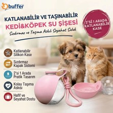 Marsilyan  Katlanabilir Kaseli 2’si 1 Arada Kedi Köpek Su Şişesi, Sızdırmaz ve Taşıma Askılı Seyaha