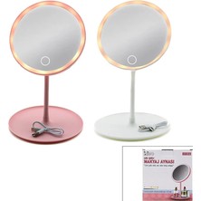 Milas Toptan mt Yuvarlak 6.5 Inc Ledli - USB Şarjlı Makyaj Aynası 90° Açı Ayarlı Takılı Ayak Renkli Pls İ11-016
