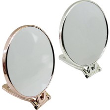 TKÇ Yuvarlak   6 Inç= ÇAP:15CM  Makyaj Aynası  Çift Taraflı   Bronz - Gümüş Pls.çerçeve   Katl