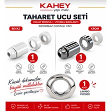 Kahey Taharet Ucu Seti Taharet Çubuğu Ucu Seti 1 Adet Krom 1 Adet Beyaz Taharet Ucu 1 Adet Lavabo Yüzük