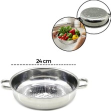 Milas Toptan mt 24CM Basık Süzek Metal Süzgeç Kulplu