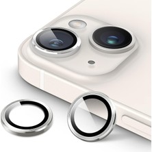 Happy Trend Koruyucu] For 14/14PLUS ile Uyumlu Kamera Lens Koruyucu Metal Temperli Hd Cam Çizilmeye Dayanıklı Kamera Koruyucu (Silver, iPhone 14/14PLUS)