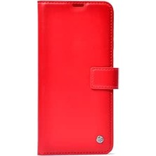 Happy Trend Omix X7 ile Uyumlu Kılıfı Cüzdanlı Kapaklı Silikon Iç Kısımlı Darbe Korumalı Kart Bölmeli Standlı Kapak Delüx Kırmızı