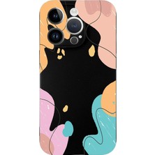 Happy Trend Apple iPhone 14 Pro Uyumlu Lansman Kılıf Karışık Renkler Tasarımlı Içi Kadife Kapak-Siyah
