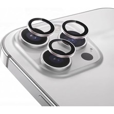 Happy Trend iPhone 13 Pro / 13 Pro Max Ile Uyumlu Kamera Lens Koruyucu Alüminyum Alaşım Çerçeveli Telefon Lensi Temperli Cam Koruma (Gümüş)