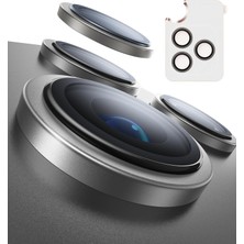 Happy Trend iPhone 15 Pro/iphone 15 Pro Max Ile Uyumlu Orjinal Safir Kamera Koruyucu Kolay Kurulum Aparatlı 9h Sertliğinde Safir Kamera Koruyucu (Titanium)