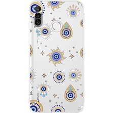 Happy Trend Huawei P30 Lite ile Uyumlu Nazar Boncuğu 5 Kamera Korumalı Şeffaf Silikon Kılıf
