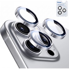 Happy Trend iPhone 14 Pro / 14 Pro Max Ile Uyumlu Safir Lens Koruyucu Ultra Dayanıklı Kolay Kurulum Aparatlı Parmak Izi Bırakmayan Yansıma Önleyici Kamera Lensi Koruma (Gümüş)