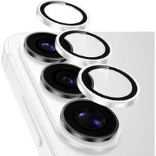 Happy Trend Samsung A35 / A55 Ile Uyumlu Kamera Lens Koruyucu Alüminyum Alaşım Çerçeveli Telefon Lensi Temperli Cam Koruma (Gümüş)