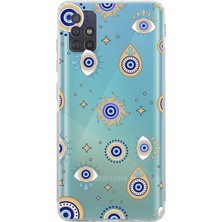 Happy Trend Samsung Galaxy A51 ile Uyumlu Nazar Boncuğu 5 Kamera Korumalı Şeffaf Silikon Kılıf