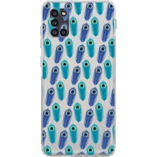 Happy Trend Samsung Galaxy A31 ile Uyumlu Nazar Boncuğu 4 Baskılı Kamera Korumalı Şeffaf Silikon Kılıf