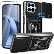 Happy Trend Xiaomi 17T Uyumlu Kamera Sürgülü Tank Kılıf + Temperli Cam Ekran Koruyucu Seti,2 Si 1 Arada Set (Siyah, Xiaomi 17T)