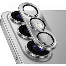 Happy Trend Samsung A17 / A26 / A36 / A56 Ile Uyumlu Kamera Lens Koruyucu Alüminyum Alaşım Çerçeveli Telefon Lensi Temperli Cam Koruma (Gümüş)