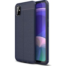 Happy Trend Samsung Galaxy A71 Için Kılıf Deri Dokulu Silikon Lacivert [galaxy A71 ile Uyumlu Kılıf - Lacivert]