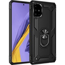 Happy Trend Samsung Galaxy A71 Için Kılıf Military Ring Holder Siyah [galaxy A71 ile Uyumlu Kılıf - Siyah]