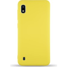 Happy Trend Samsung Galaxy A10 ile Uyumlu Kapak ile Uyumlu Içi Kadife Lansman Silikon Kılıf - Sarı