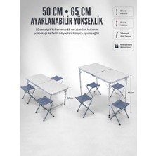 Meks 4 Sandalyeli Katlanabilir Kamp Masası Portatif Bahçe Kamp ve Piknik Masa Seti - Bayi Depom