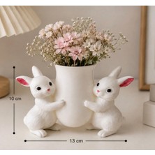 Belirtilmemiş Tavşan Figürlü Dekoratif Vazo – Sevimli Çiçeklik Masa ve Raf Süsü 10X13 cm