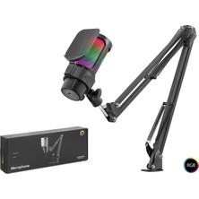 Milas Toptan mt Rgb Mikrofon Seti Boom Mikrofon Kolu Type-C 192KHZ 24BIT Siyah M835B