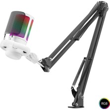 Milas Toptan mt Rgb Mikrofon Seti Boom Mikrofon Kolu Type-C 192KHZ 24BIT Beyaz ME6S35W