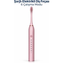 Milas Toptan mt Pembe Şarjlı Elektrikli Diş Fırçası 6 Modlu