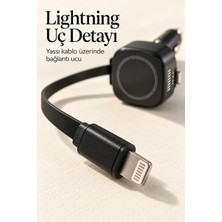 Milas Toptan mt Makaralı Kablolu Araç Içi Hızlı Şarj Cihazı Type C ve Lightning
