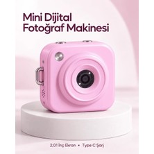 Milas Toptan mt 128 Gb’a Kadar Hafıza Kartı Destekli Pembe Mini Dijital Fotoğraf Makinesi