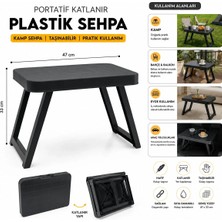 Milas Toptan mt 10 Adet Küçük= 47X33CM Kamp - Piknik Masası Siyah Plastik Katlanabilir AYAKLI=38CM