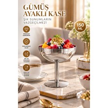 Syn Aksesuar 150 ml Paslanmaz Çelik Gümüş Ayaklı Sunumluk Kase – Premium Tatlı Kasesi, Lokumluk, Şekerlik ve Çerezlik