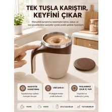 Milas Toptan mt Manyetik Karıştırıcı Kupa USB Şarjlı Otomatik Karıştırma Çift Katmanlı