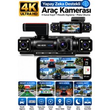 Sonreir 4 Kameralı Araç Kamerası 4K Yapay Zeka Plaka Okuma ADAS WiFi Gece Görüş G-Sensör Park Modu Wearfit L225