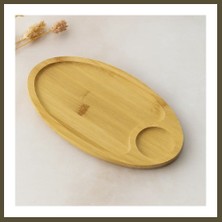 Northcity Bambu Oval 2 Bölmeli Mini Servis Tepsisi 25X14X1.4 cm Bx