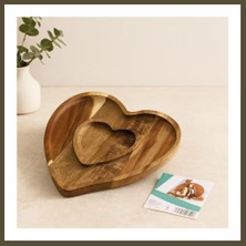 Northcity Ahşap Bambu Servis Tepsisi 2 Bölmeli Kalp Model 20X19.5X1.5 cm Bx