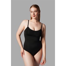 Meca String Zıbın Sıkılaştırıcı Toparlayıcı Örme Kumaş Body 9052 Siyah