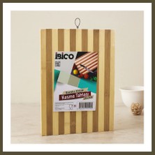 Northcity Bambu Kesme Tahtası 20X30X1.3 cm - Beyaz Çizgili Metal Kulplu Bx