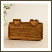 Northcity Akasya Ahşap Servis Tepsisi 25X14 cm (Kulplu, Kalp Bölmeli) Bx
