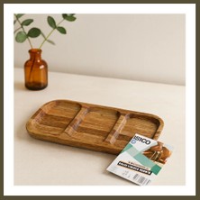 Northcity Akasya 3 Bölmeli Ahşap Servis Tepsisi 25X14 cm Bx