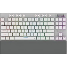 Beru Beyaz 2.4g + Bt Wireless Rgb Red Swıtch Mekanik Gaming Oyuncu Klavye Slim Low Profile Tkl