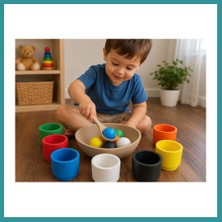 Bt Teknik 3D Baskı Renk Eşleştirme ve Top Yakalama Oyunu - Montessori Eğitici Motor Beceri Oyuncağı Bez