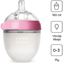Comotomo Antikolik Silikon Biberon 150 ml 0-3 Ay Pembe