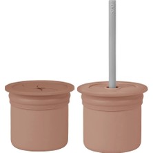 Oioi Ham+Hüp Pipetli Silikon Bardak Seti Woody Brown / Powder Grey