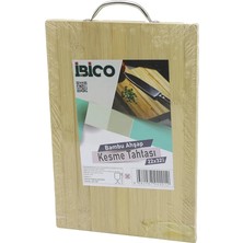 Milas Toptan Milas 22X32 x 1.7cm Lux Ahşap Bambu Kesim Panosu - Kesme Tahtası Metal Kulplu
