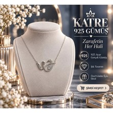 Katre Bijuteri Katre 925 Ayar Çift Gümüş Kuğu Figürlü Zirkon Taşlı Kadın Kolye
